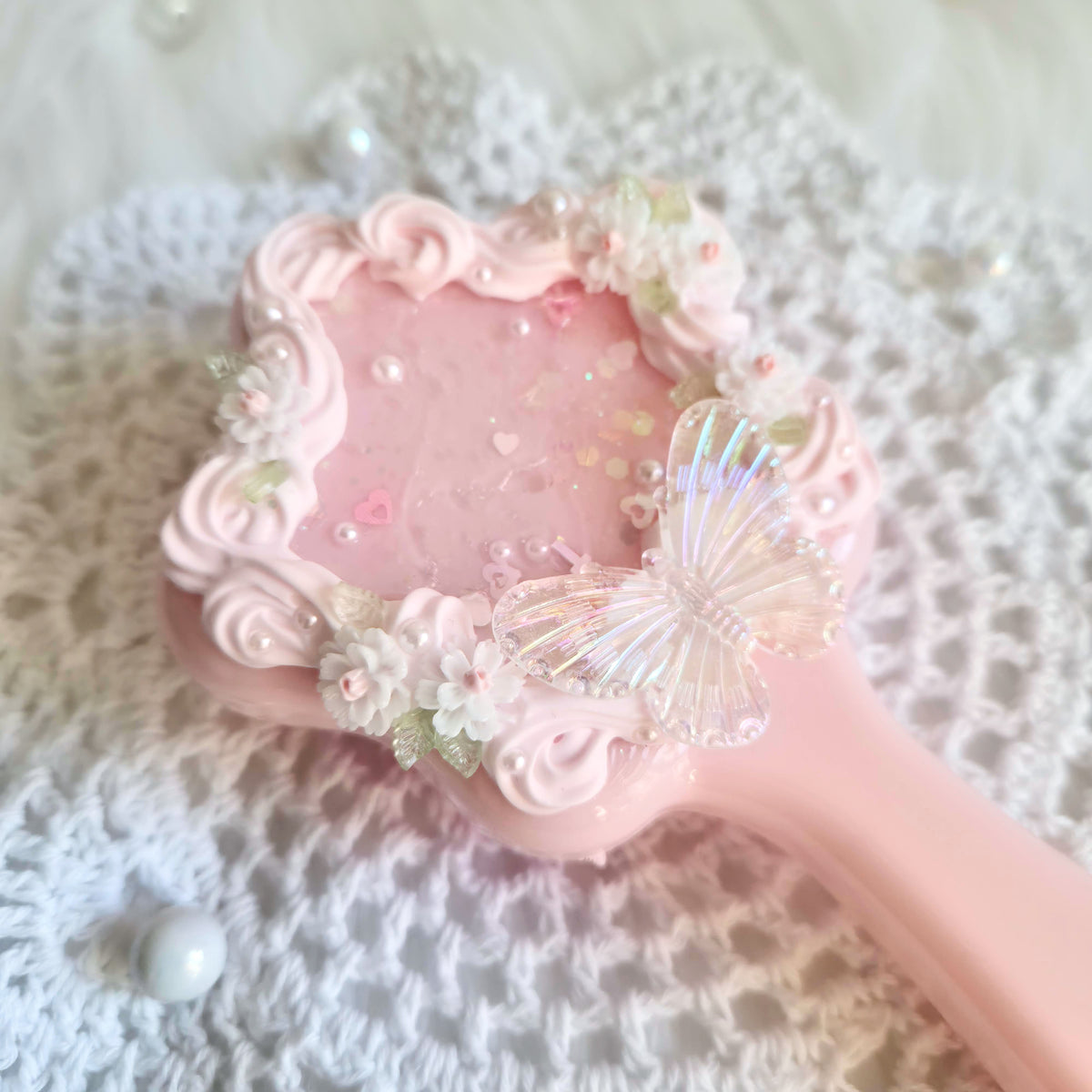 "PEACH GELATO" • Decoden Mini Hairbrush